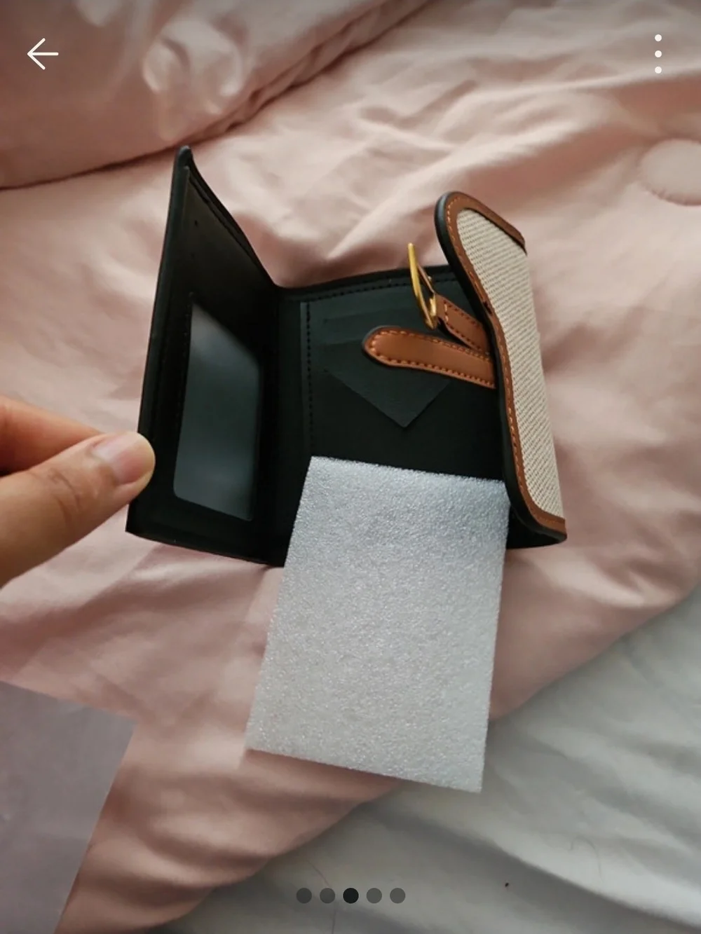 Two-Tone Cream and Brown Women's Wallet with Gold Accent